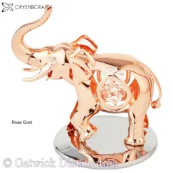 Crystocraft - Lucky Elephant on a Silver Plate - Rose Gold