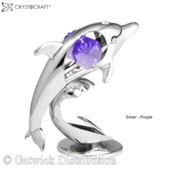 Crystocraft - Surfing Dolphin - Silver - Purple