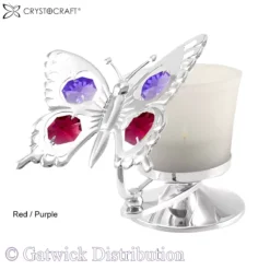Crystocraft - T-Light - Swallow Tail Butterfly - Silver - Red - Purple