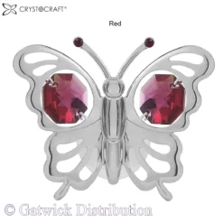 Crystocraft - Mini Butterfly - Suction Cup - Silver - Red