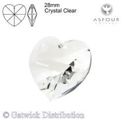 Asfour Crystals - Heart - 28mm - Crystal Clear