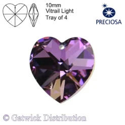 Preciosa - Heart - 10mm - Vitrail Light - Tray of 4