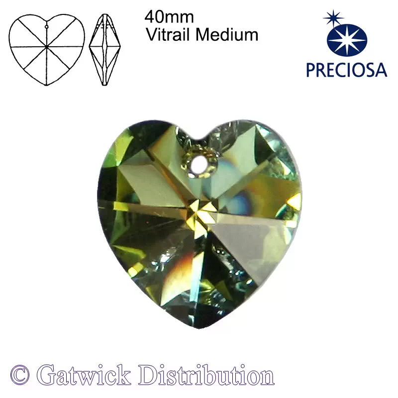 Preciosa - Hearts - 40mm - Vitrail Medium