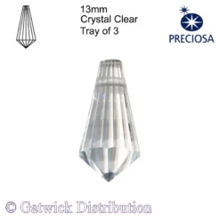 Preciosa - Multi-Faceted Point - 13mm - Crystal Clear - Tray of 3