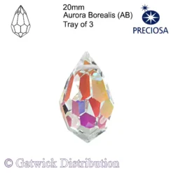 Preciosa - Tear Drop - 20mm - Aurora Borealis (AB) - Tray of 3