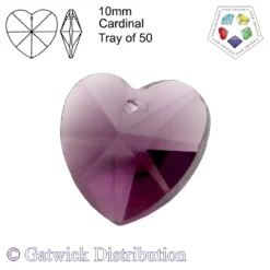Star Crystals - Hearts - 10mm - Cardinal - Tray of 50