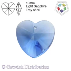 Star Crystals - Hearts - 10mm - Light Sapphire - Tray of 50