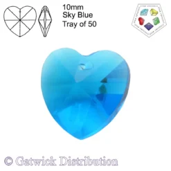 Star Crystals - Hearts - 10mm - Sky Blue - Tray of 50