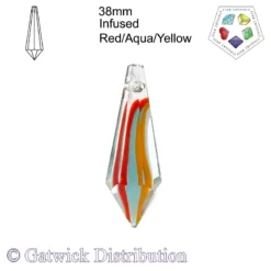 Star Crystals - Point - 38mm - Infused Red/Aqua/Yellow