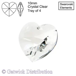 Swarovski Elements - Heart - 10mm - Crystal Clear - Tray of 4