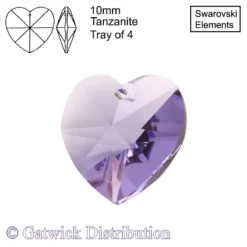 Swarovski Elements - Heart - 10mm - Tanzanite - Tray of 4