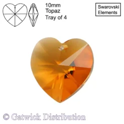 Swarovski Elements - Heart - 10mm - Topaz - Tray of 4