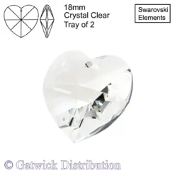 Swarovski Elements - Heart - 18mm - Crystal Clear - Tray of 2
