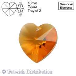 Swarovski Elements - Heart - 18mm - Topaz - Tray of 2