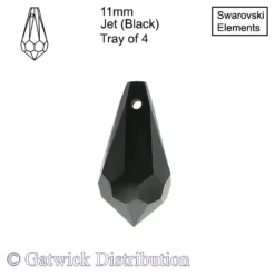 Swarovski Elements - Tear Drop - 11mm - Jet - Tray of 4