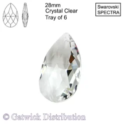 Swarovski Spectra - Almond Drop - 28mm - Crystal Clear - Tray of 6