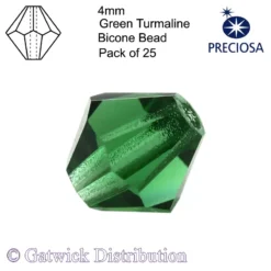Preciosa - Bicone Beads - 4mm - Green Turmaline - Pack of 25