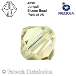 Preciosa - Bicone Beads - 4mm - Jonquil - Pack of 25