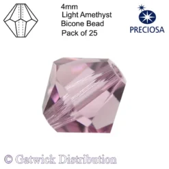 Preciosa - Bicone Beads - 4mm - Light Amethyst - Pack of 25