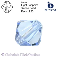 Preciosa - Bicone Beads - 4mm - Light Sapphire - Pack of 25