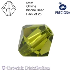 Preciosa - Bicone Beads - 4mm - Olivine - Pack of 25