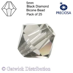Preciosa - Bicone Beads - 5mm - Black Diamond - Pack of 25