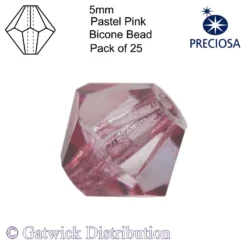Preciosa - Bicone Beads - 5mm - Pastel Pink - Pack of 25