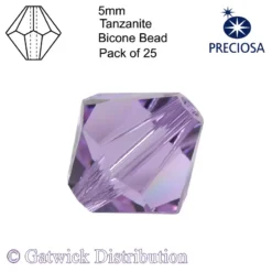 Preciosa - Bicone Beads - 5mm - Tanzanite - Pack of 25