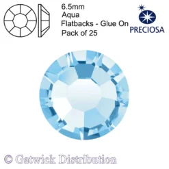Preciosa - Flatbacks - Glue On - 6.5mm - Aqua - Pack of 25