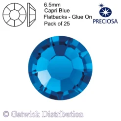 Preciosa - Flatbacks - Glue On - 6.5mm - Capri Blue - Pack of 25