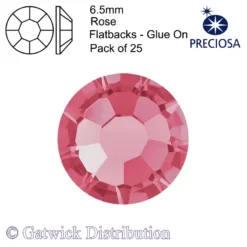Preciosa - Flatbacks - Glue On - 6.5mm - Rose - Pack of 25