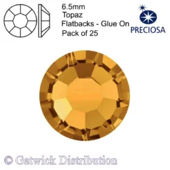 Preciosa - Flatbacks - Glue On - 6.5mm - Topaz - Pack of 25