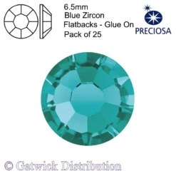 Preciosa - Flatbacks - Glue on - 6.5mm - Blue Zircon - Pack of 25