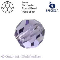 Preciosa - Round Beads - 4mm - Tanzanite - Pack of 10