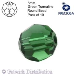 Preciosa - Round Beads - 5mm - Green Turmaline - Pack of 10