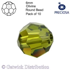 Preciosa - Round Beads - 6mm - Olivine - Pack of 10