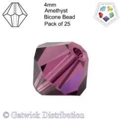 Star Crystals - Bicone Beads - 4mm - Amethyst - Pack of 25