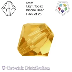 Star Crystals - Bicone Beads - 4mm - Light Topaz - Pack of 25