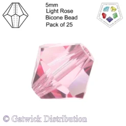 Star Crystals - Bicone Beads - 5mm - Light Rose - Pack of 25