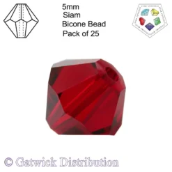 Star Crystals - Bicone Beads - 5mm - Siam - Pack of 25