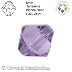 Star Crystals - Bicone Beads - 5mm - Tanzanite - Pack of 25