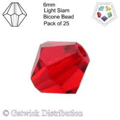 Star Crystals - Bicone Beads - 6mm - Light Siam - Pack of 25