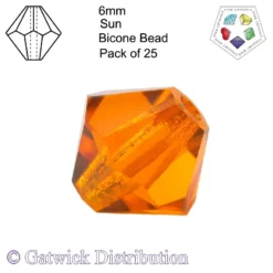Star Crystals - Bicone Beads - 6mm - Sun - Pack of 25