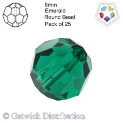 Star Crystals - Round Beads - 6mm - Emerald - Pack of 25