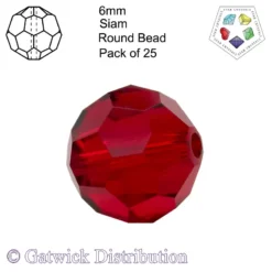 Star Crystals - Round Beads - 6mm - Siam - Pack of 25