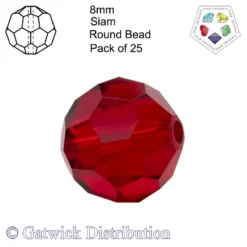 Star Crystals - Round Beads - 8mm - Siam - Pack of 25
