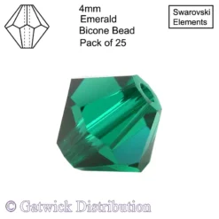 Swarovski Elements - Bicone Beads - 4mm - Emerald - Pack of 25