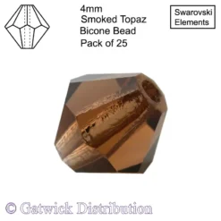 Swarovski Elements - Bicone Beads - 4mm - Smoked Topaz - Pack of 25