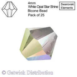 Swarovski Elements - Bicone Beads - 4mm - White Opal Star Shine - Pack of 25