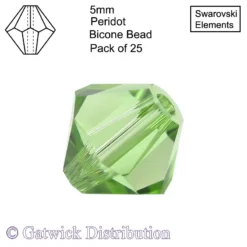 Swarovski Elements - Bicone Beads - 5mm - Peridot - Pack of 25